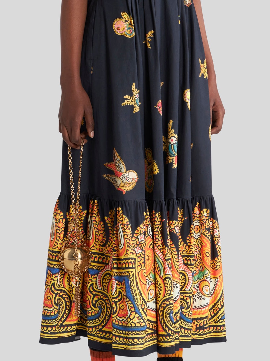 ETRO バード アップル モチーフ ラッフルドレス ブラック ETRO バード アップル モチーフ ラッフルドレス ブラック (ETRO