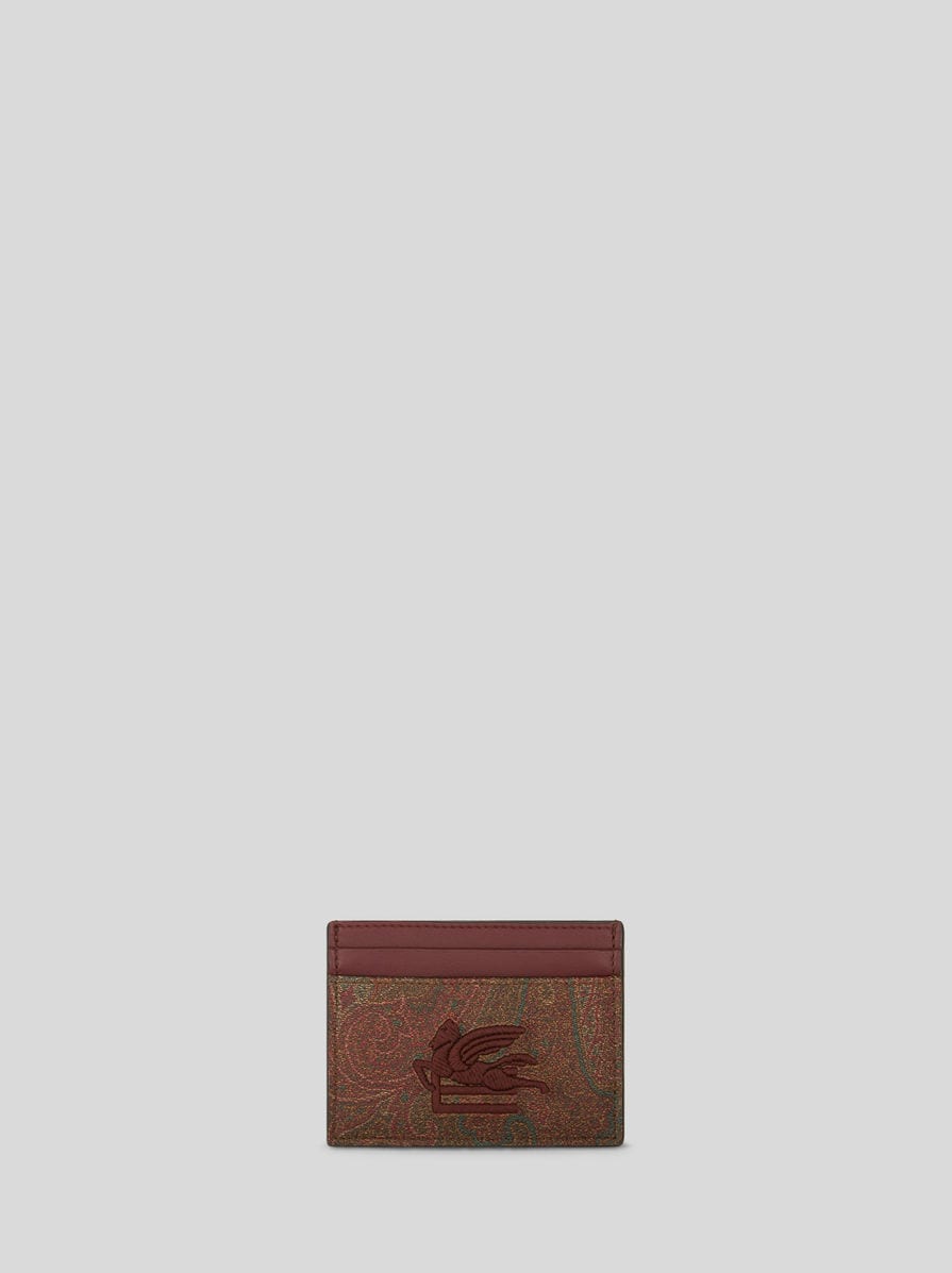 【送料&関税込】Etro Paisley Motif Card Holder Paisley card holder with Pegaso | Men | Red | ETRO