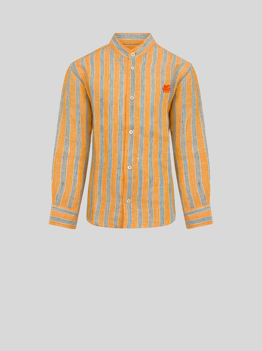 ETRO エトロ ストラップ リネンシャツ size:43 ETRO - 未使用 エトロ ETRO リネン スタンドカラー ストライプ