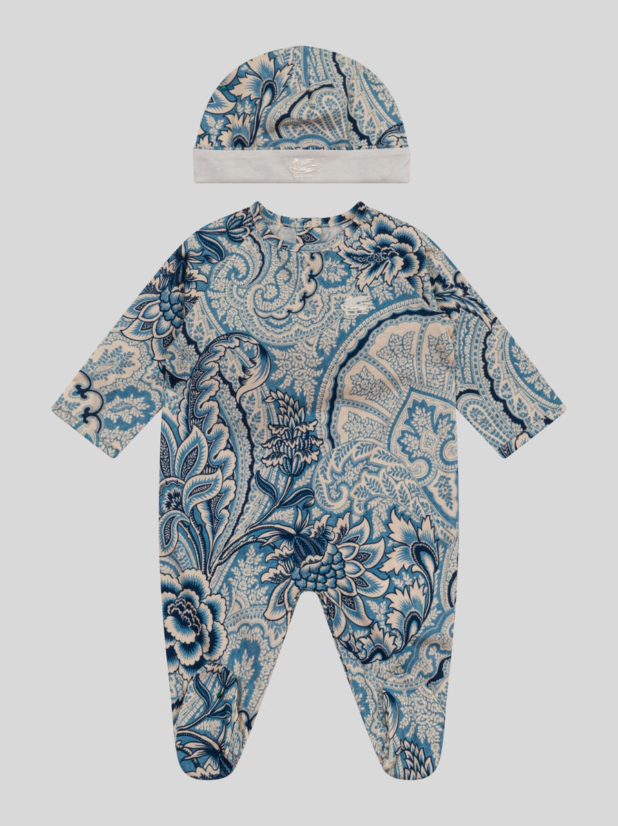 ETRO フラワー プリント リバーシブルコート グリーン FLORAL-PRINT ONESIE AND HAT SET