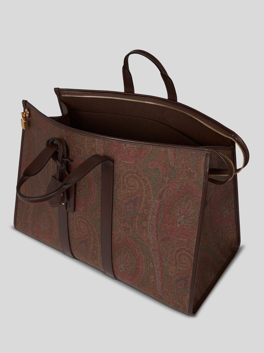 Grand Sac De Voyage ETRO Milano - Marron Cuir - Bandoulière Et Anses