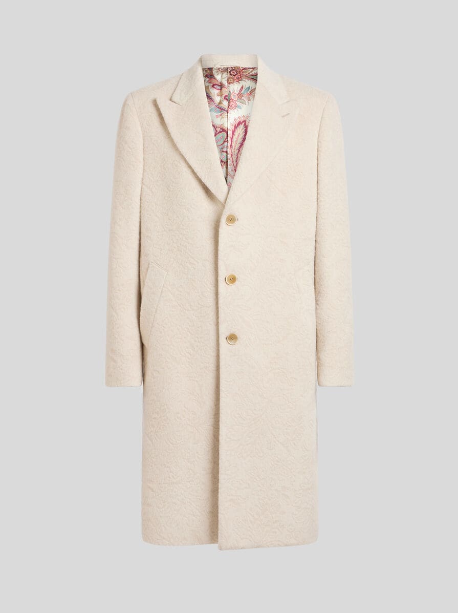 【送料&関税込】Etro Chevron Wool Coat Cashmere wool coat with mink - pinkish beige - Yves Salomon