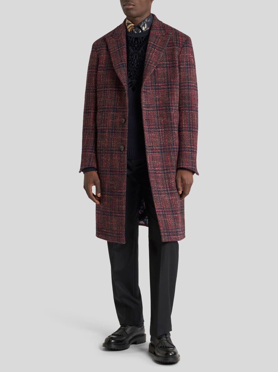 【ドンドン見直し】極美品□19AW ETRO/エトロ アルパカ×ウール チェック 裏地総柄 ロゴボタン チェスターコート/ロングコート グレー系 48 イタリア製 正規品 チェック ウール＆カシミア コート | エトロ