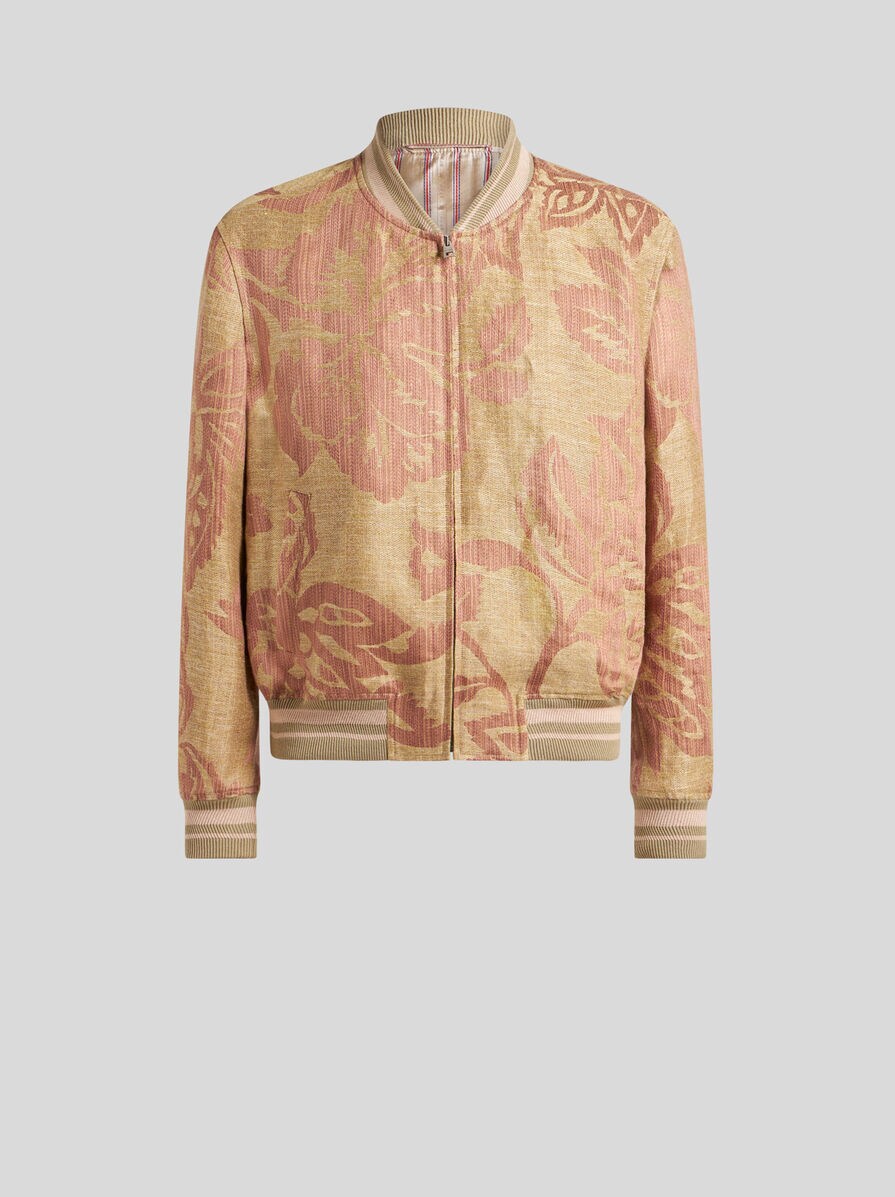 LINEN BOMBER JACKET WITH FLORAL PRINT | Coats and Outerwear