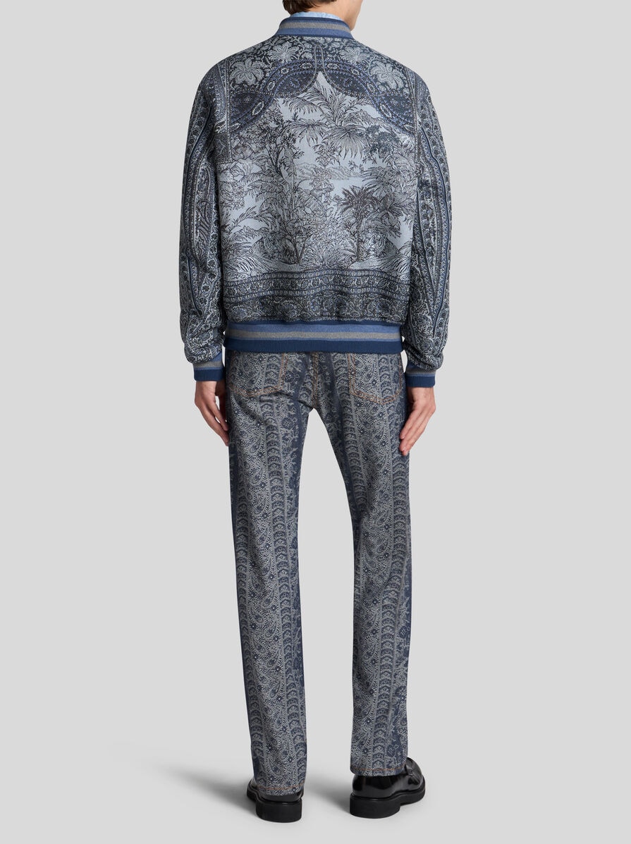 【関税&送料込】Etro Pegasus Buttoned Over Jacket ETRO Pegaso ボンバージャケット | ブルー | FARFETCH JP