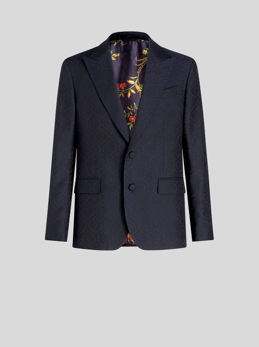 【送料&関税込】Etro Jacquard Knot Fringes Jacket Etro Floral Jacquard Satin Blazer With Draped Fringe Ties in