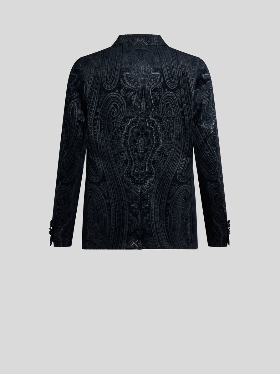 【関税&送料込】Etro Blazer ETRO Floral paisley-jacquard single-breasted Blazer | Blue