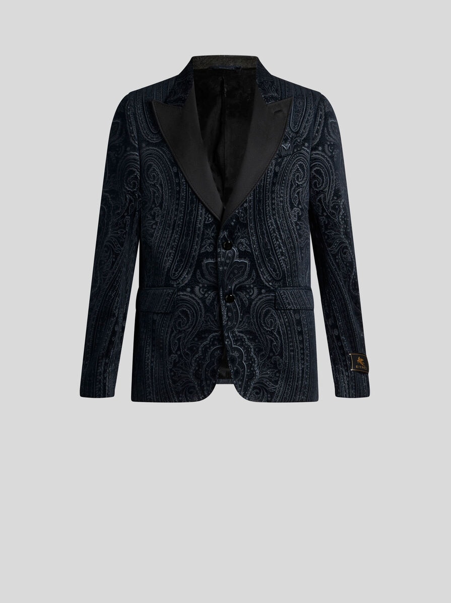 【関税&送料込】Etro Embroidered Stretch Jersey Blazer Amazing Men's ETRO New Jersey Blazer 40US/UK 50IT Blue