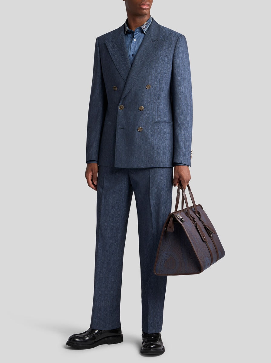 DUAL-MATERIAL DOUBLE-BREASTED BLAZER | Jackets | ETRO