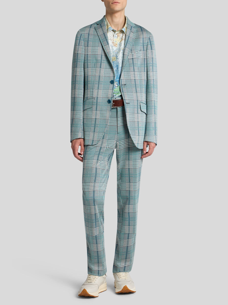 【★日本未入荷★】ETRO ☆ ロングチェック ジャケット ETRO (エトロ) 総柄 シングル ジャケット ET222U1G5150095 44 46