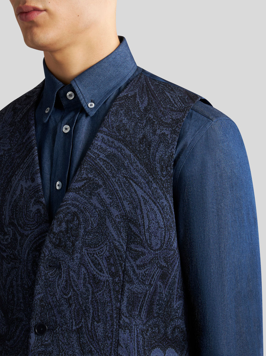 ETRO ペイズリー ジャカード コート ブラック ETRO (エトロ) ペイズリー柄 シングル ジャケット