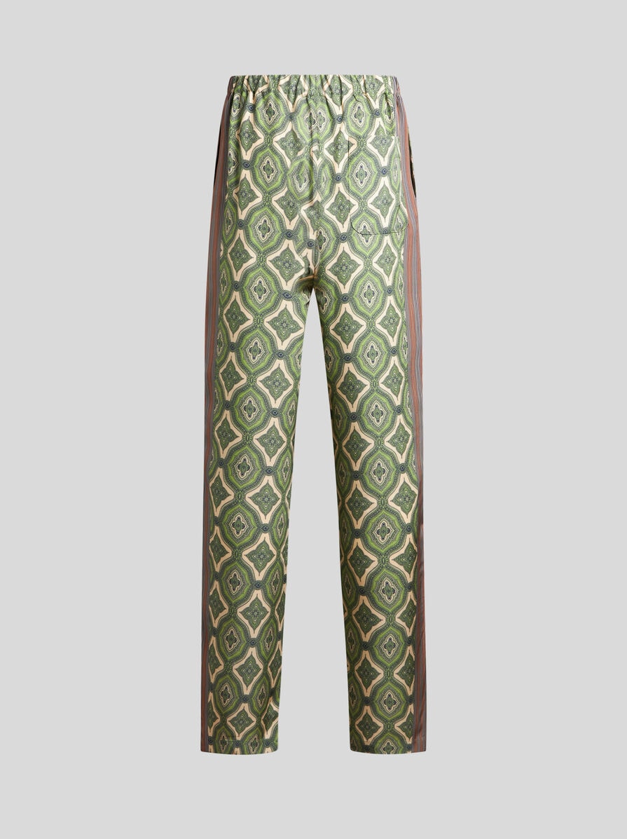 パンツ ETRO Woman Pants Green WREA0018AC169 V0688 Women wide leg pants with chain detail wholesale Emerald