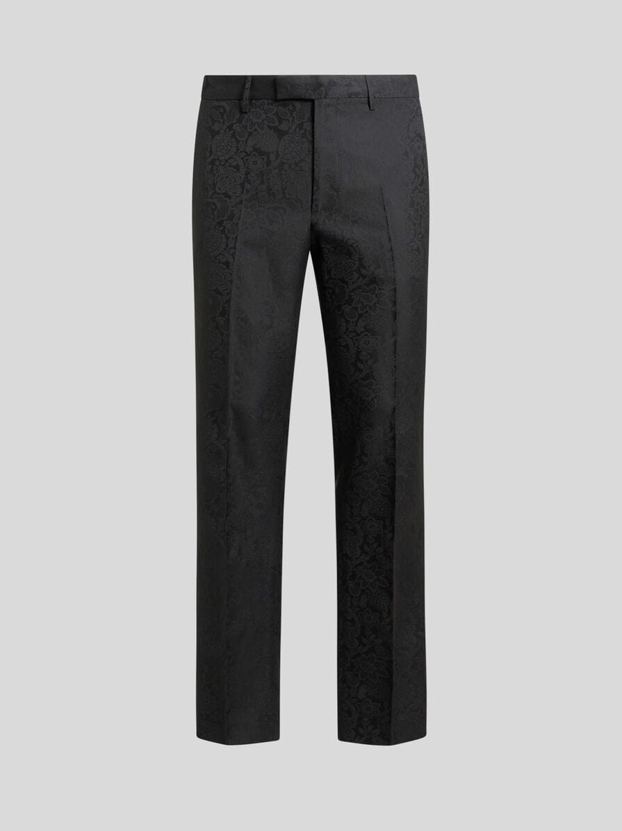 パンツ ETRO Pants with pleat ETRO Pleated wool and cotton-blend jacquard wide-leg pants