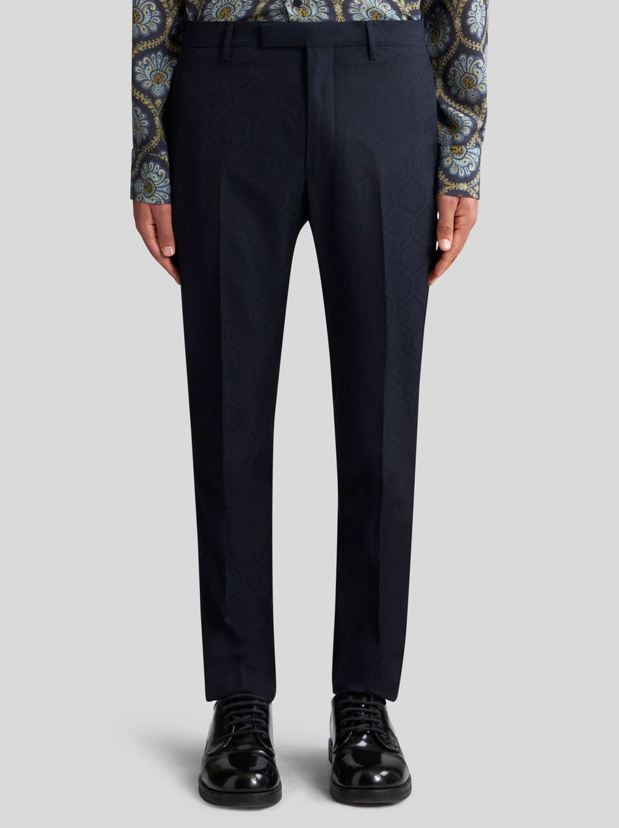 ETRO ジャカード デニム ジーンズ ネイビー ペガソボタン ジャカードデニム フレアジーンズ | エトロ