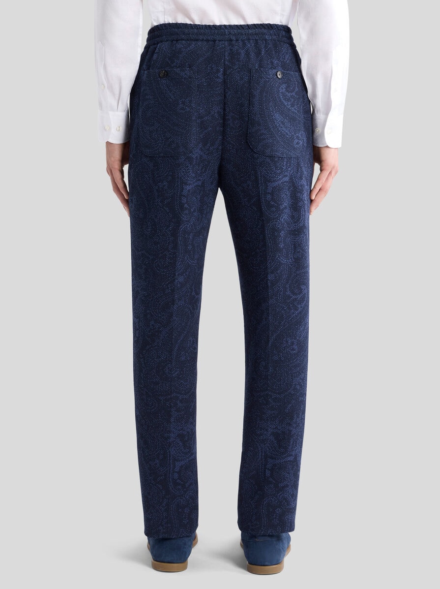 ペイズリーモチーフ ストレッチ コットンブレンド ジョギングパンツ