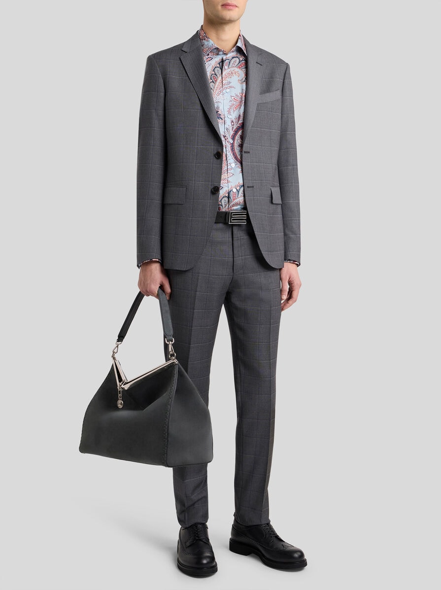 エトロ　ETRO　スーツ　ライトネイビー　チェック　ウール×コットン　48 50 チェック ウール スーツ | エトロ