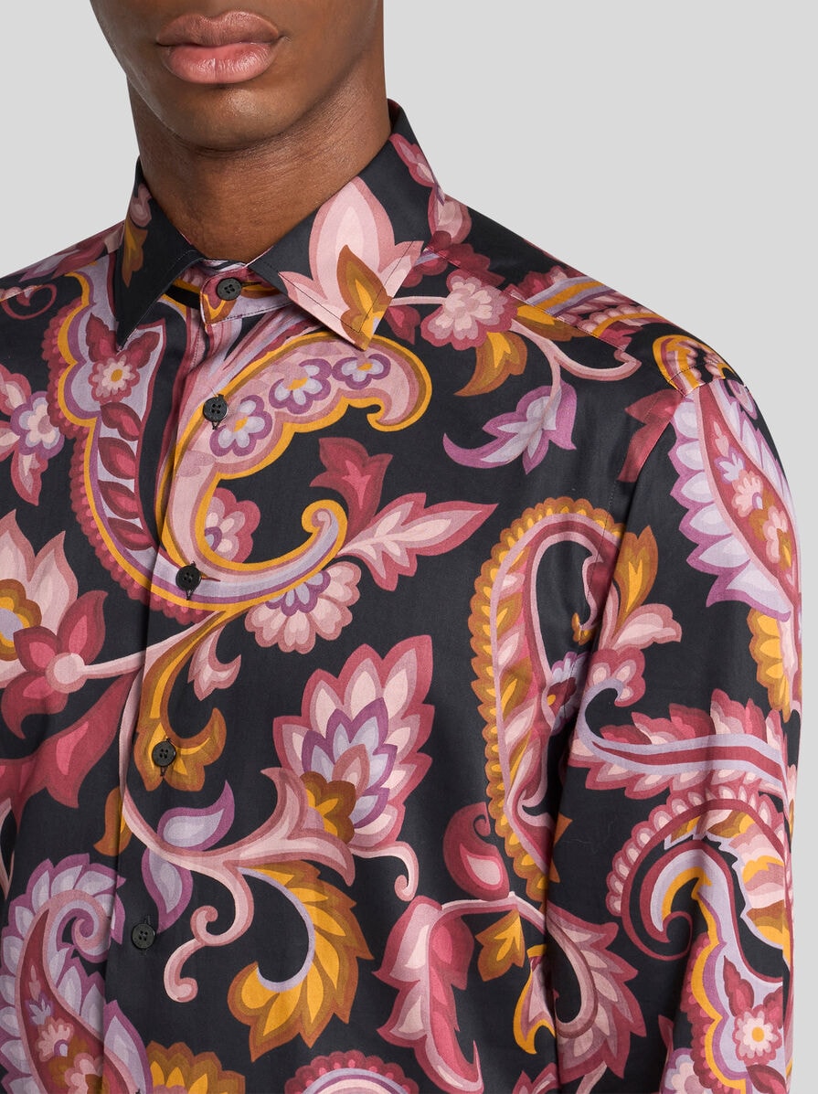 Tシャツ・カットソー ETRO SS25 Floral shirt (MRIB000199SA5F0 X0820) Etro men's floral cotton shirt mrib000199sa564 Navy