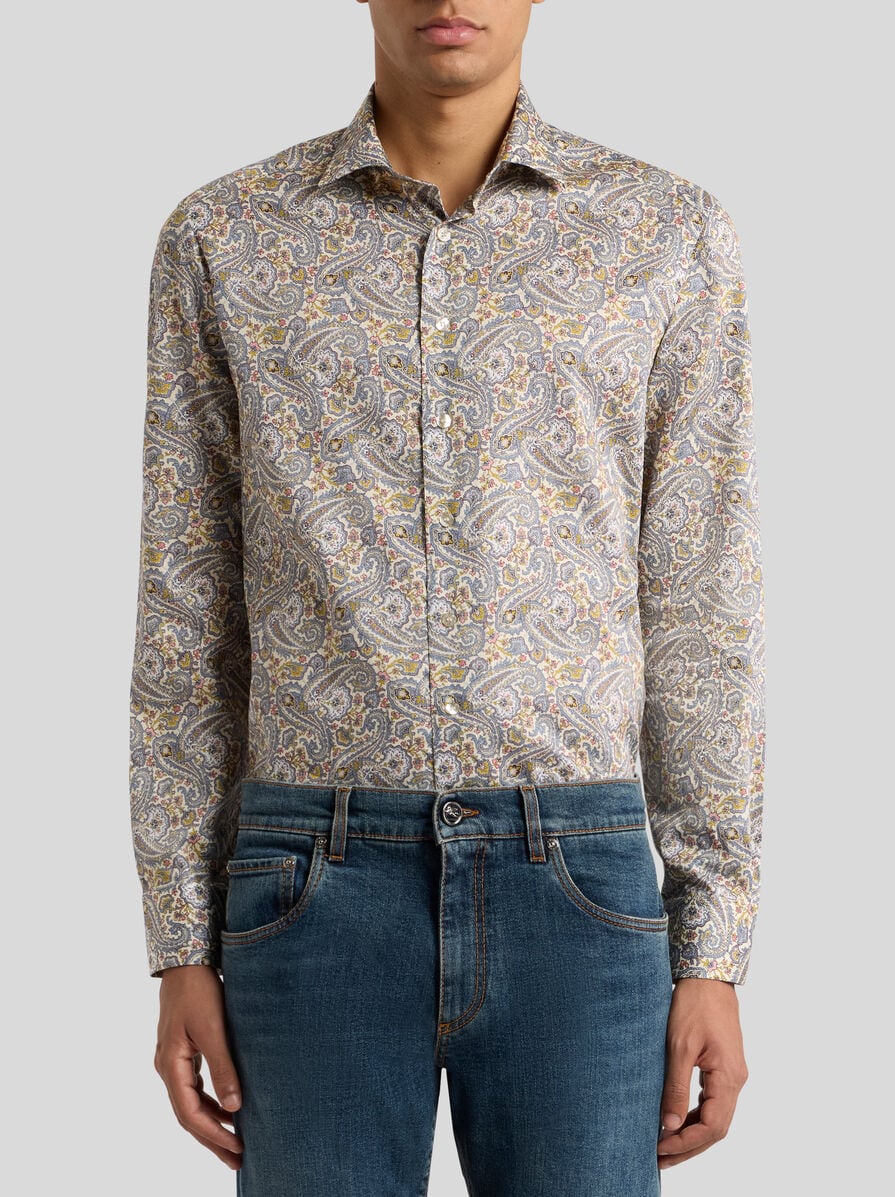 Tシャツ・カットソー ETRO Floral Paisley Cotton shirt (MRIB000199SA5L1 X0880) FLORAL PAISLEY COTTON SHIRT | Paisley Print Shirts | ETRO