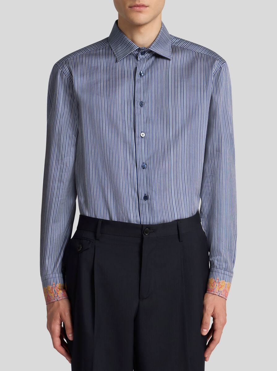 Tシャツ・カットソー ETRO Logo embroidery striped shirt (WRIA002899TR150 S8452) Ele_preloved_pt.