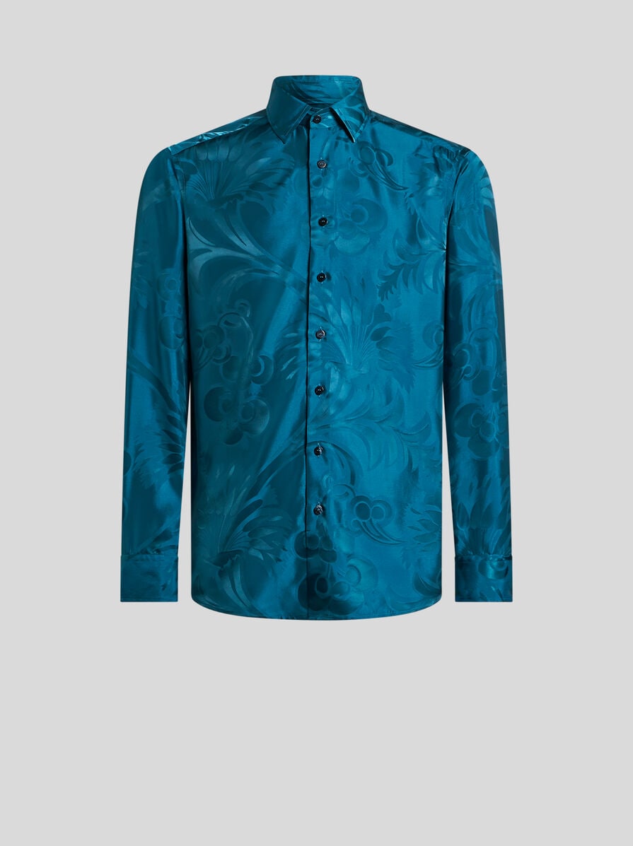 【ETRO】フローラル ジャカード ローマ シャツ フローラル リーフ ジャカード ローマ シャツ