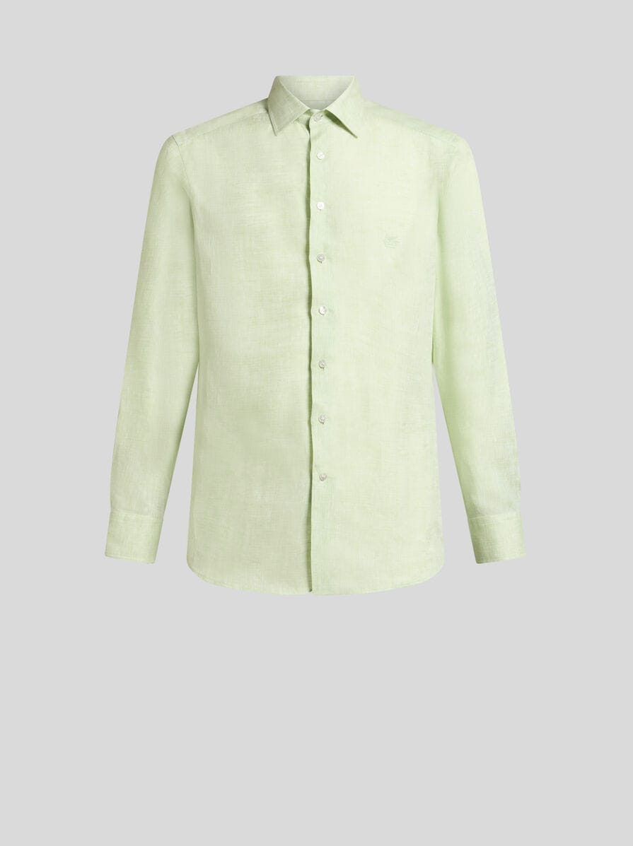LINEN SHIRT WITH PEGASO EMBROIDERY | SHIRTS | ETRO
