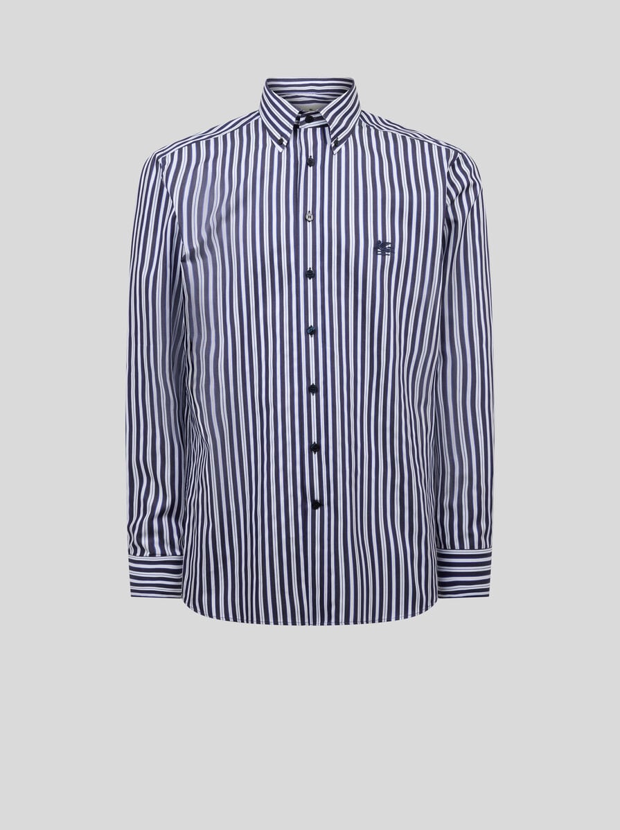 STRIPED BUTTON-DOWN COTTON SHIRT — Image 6
