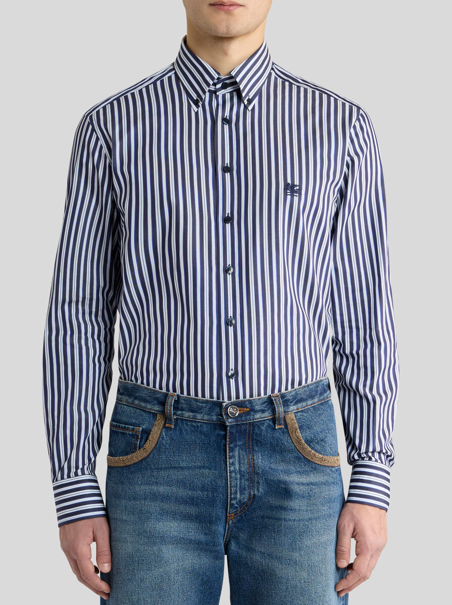 STRIPED BUTTON-DOWN COTTON SHIRT — Image 7