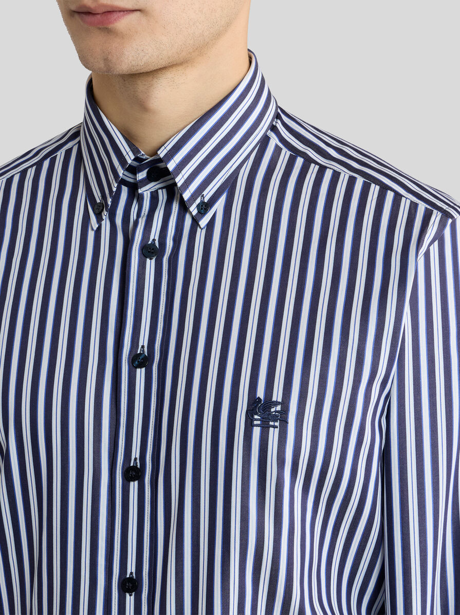 STRIPED BUTTON-DOWN COTTON SHIRT — Image 8