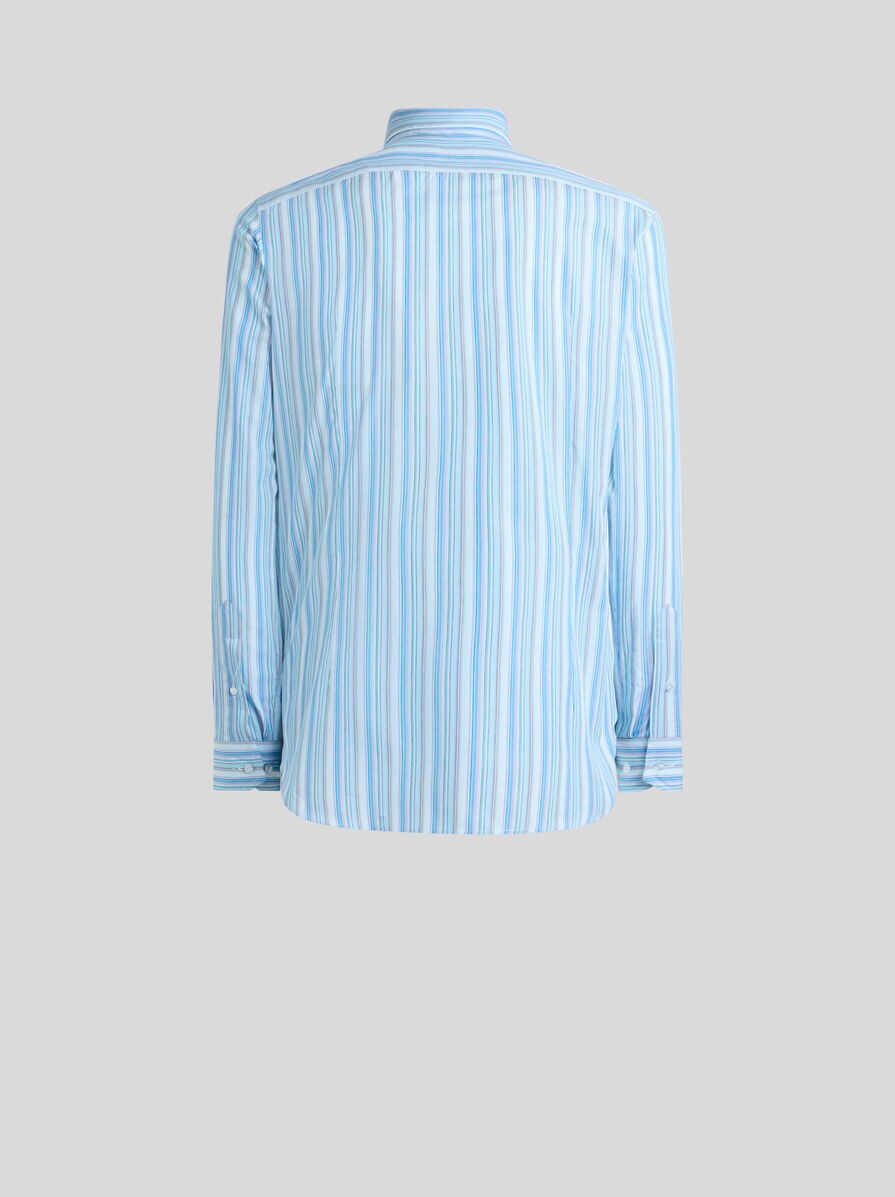 8万新品◇38=S◇【ETRO】エトロ 襟ドット×ストライプ柄コットンシャツ