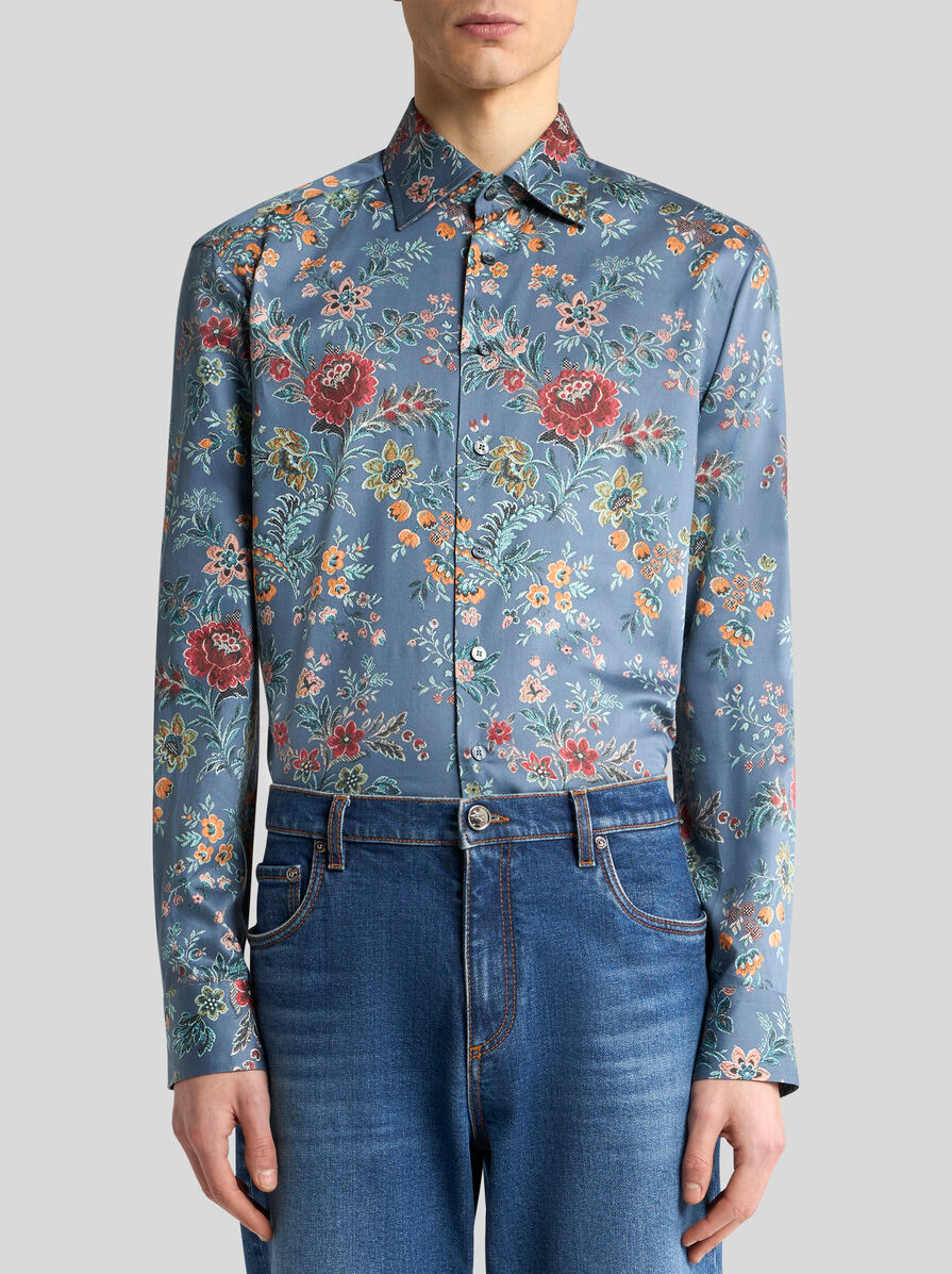 COTTON SHIRT WITH ALL-OVER FLORAL PRINT | Shirts | ETRO