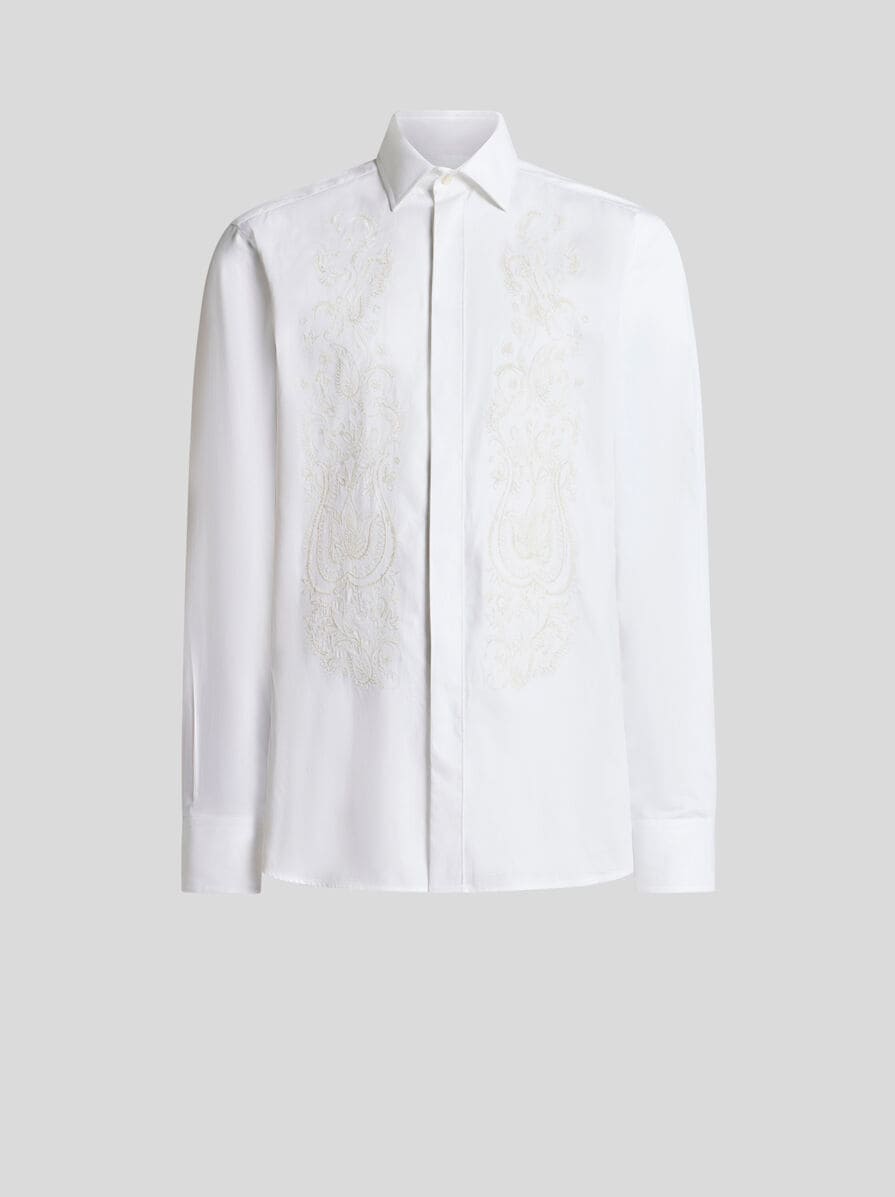 COTTON SHIRT WITH FLORAL PAISLEY EMBROIDERY | Shirts | ETRO