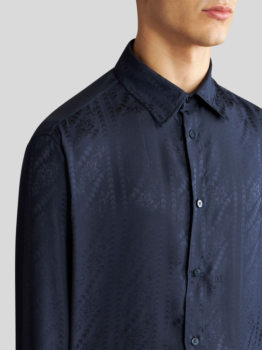 Tシャツ・カットソー ETRO FW25 Gecko jacquard shirt (MRIB000199TJ590 W0800) ETRO Flower-print Cotton T-shirt | Blue | FARFETCH