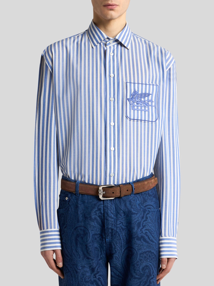 Tシャツ・カットソー ETRO SS25 'Pegaso' striped shirt (MRIB000499TR575 S8461) STRIPED SHIRT WITH PEGASO | Shirts | ETRO