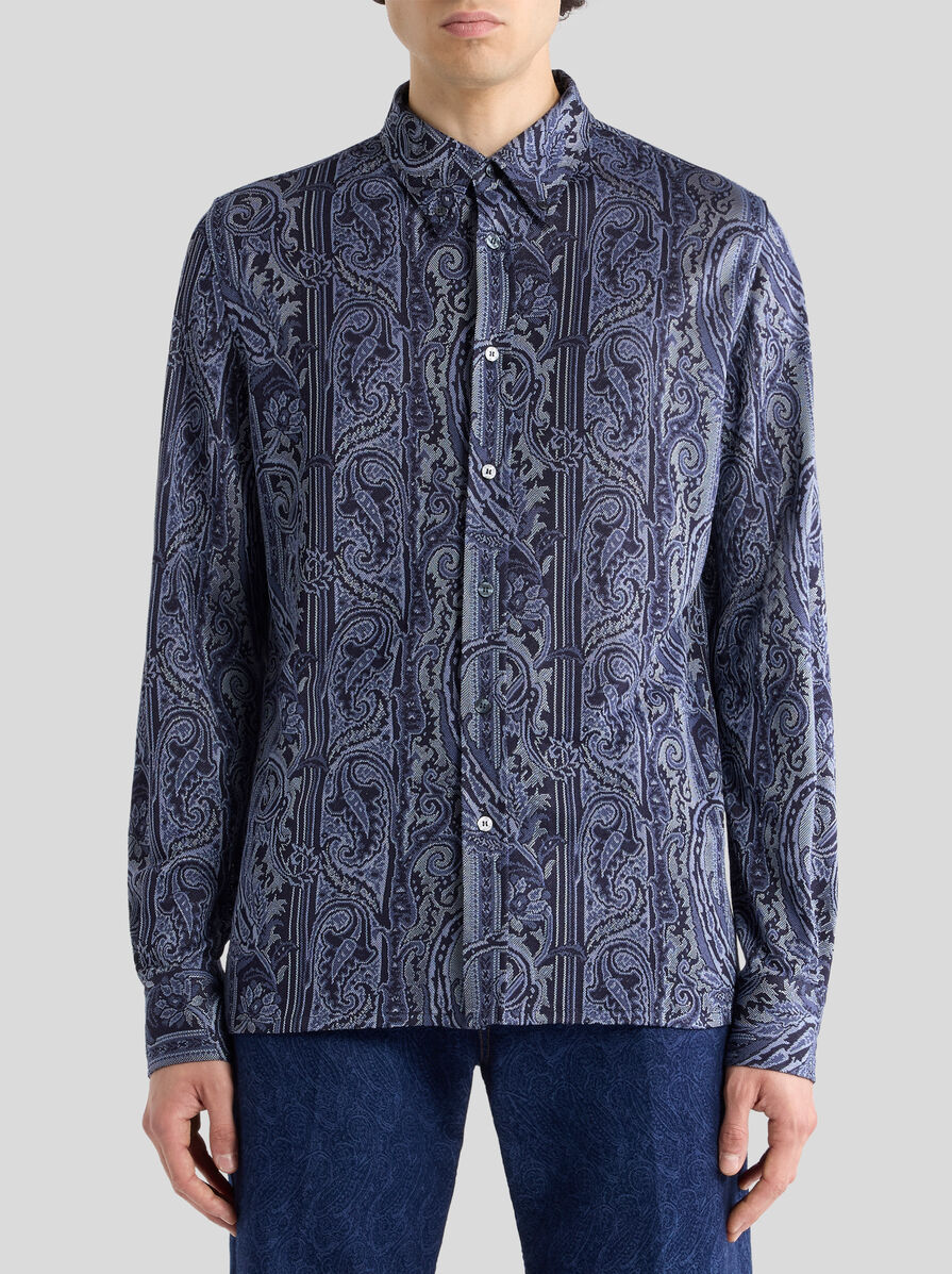 BUTTON-DOWN JACQUARD SHIRT WITH LEAFY PAISLEY MOTIF | Shirts | ETRO