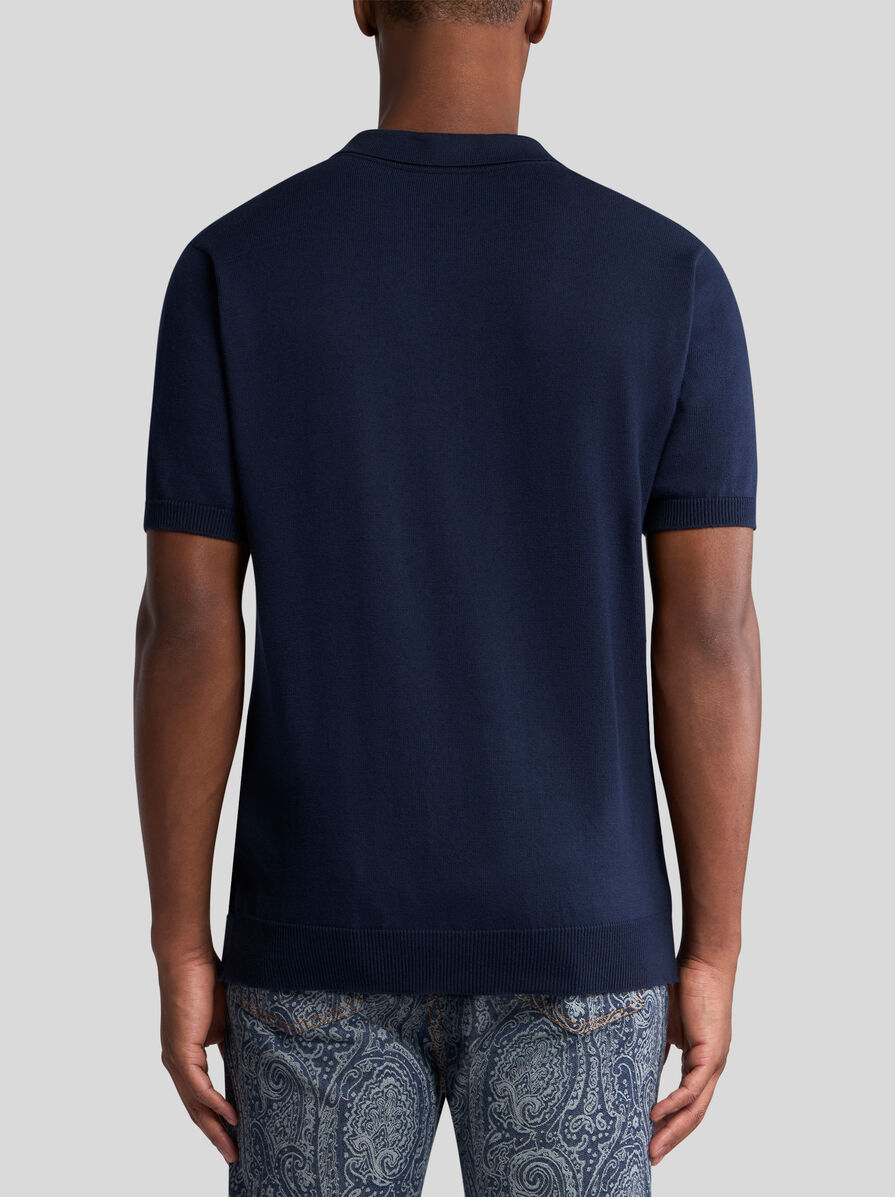【送料&関税込】Etro Knitted Blue Polo Shirt TEXTURED KNIT POLO SHIRT | Knitwear | ETRO