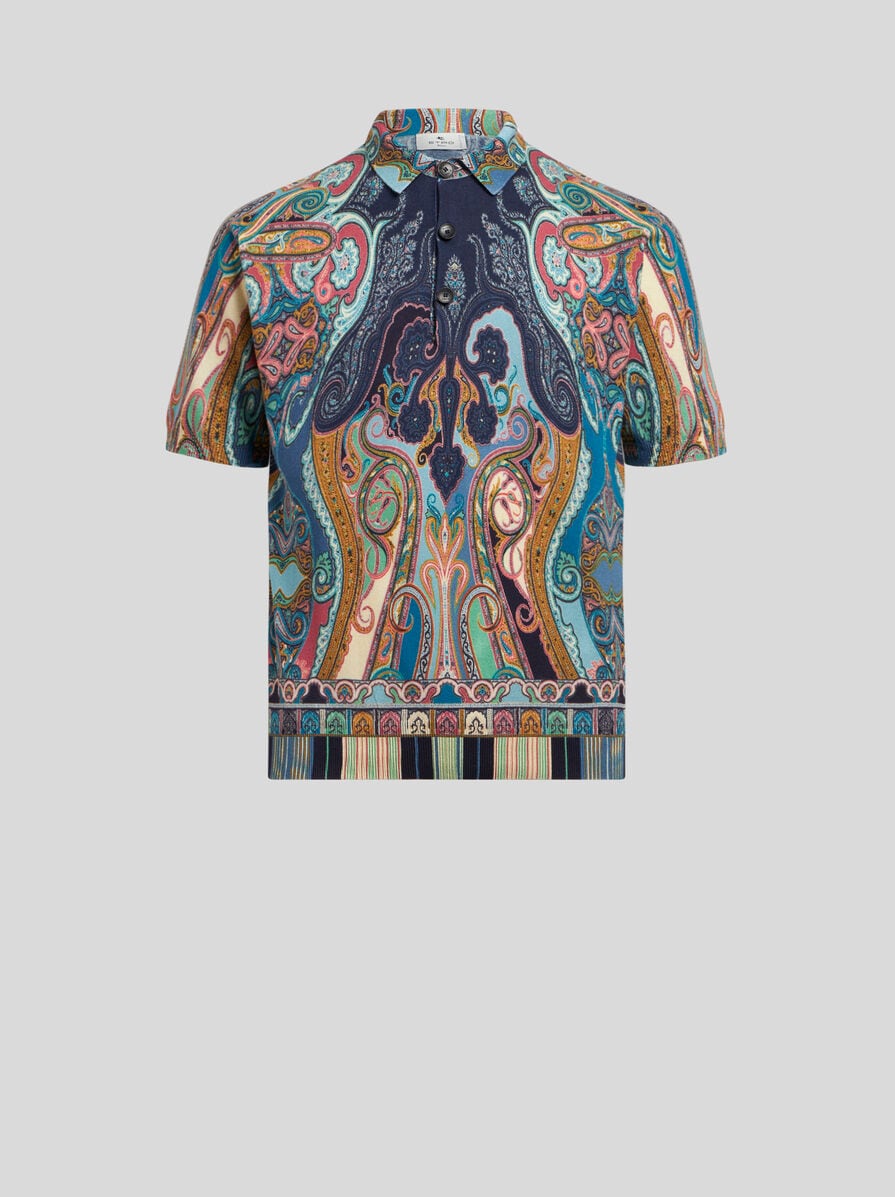 ETRO ペイズリー 柄 ポロシャツ 半袖 総柄 マルチカラー 46 大人気新品をすべて ETRO 半袖ポロシャツ ペイズリー 総柄