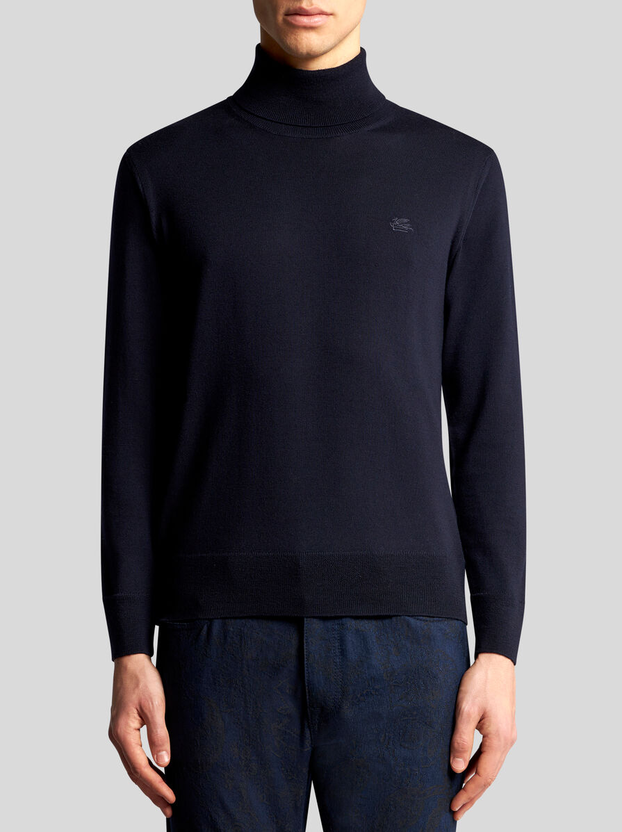 エトロ ETRO ニット セーター ウール 絹 シルク 長袖 切り替え クルーネック 天使 総柄 大きいサイズ 46 3XL 黒 ブラック ETRO (エトロ) ウール100％ タートルネック 長袖 ニット