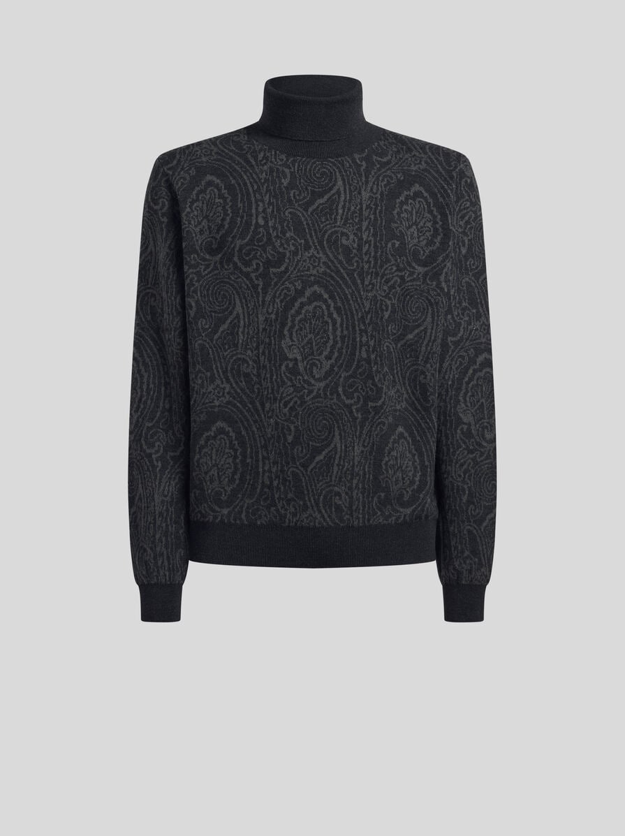 WOOL-BLEND JACQUARD TURTLENECK WITH ARNICA MOTIF | Knitwear | ETRO
