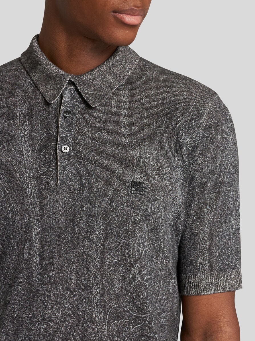 Tシャツ・カットソー ETRO FW24 'Paisley' polo shirt (MRKN0001AK464 X0810) KNIT POLO-SHIRT WITH PAISLEY PRINT | Knitwear | ETRO