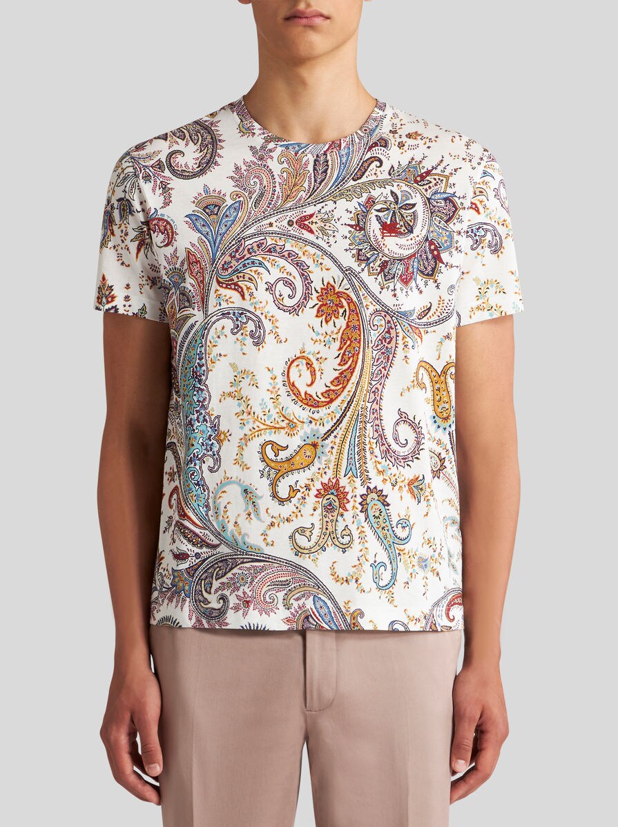 Tシャツ・カットソー ETRO SS25 (MRIC0011 99SA5F1X0890) PAISLEY-PRINT T-SHIRT WITH LOGO
