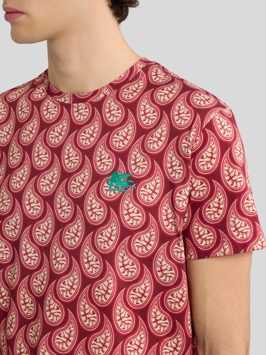 関税込 ETRO エトロ ペガソ 半袖 ニット コットン Tシャツ ETRO (エトロ) ペイズリー総柄 クルーネック 半袖 Tシャツ