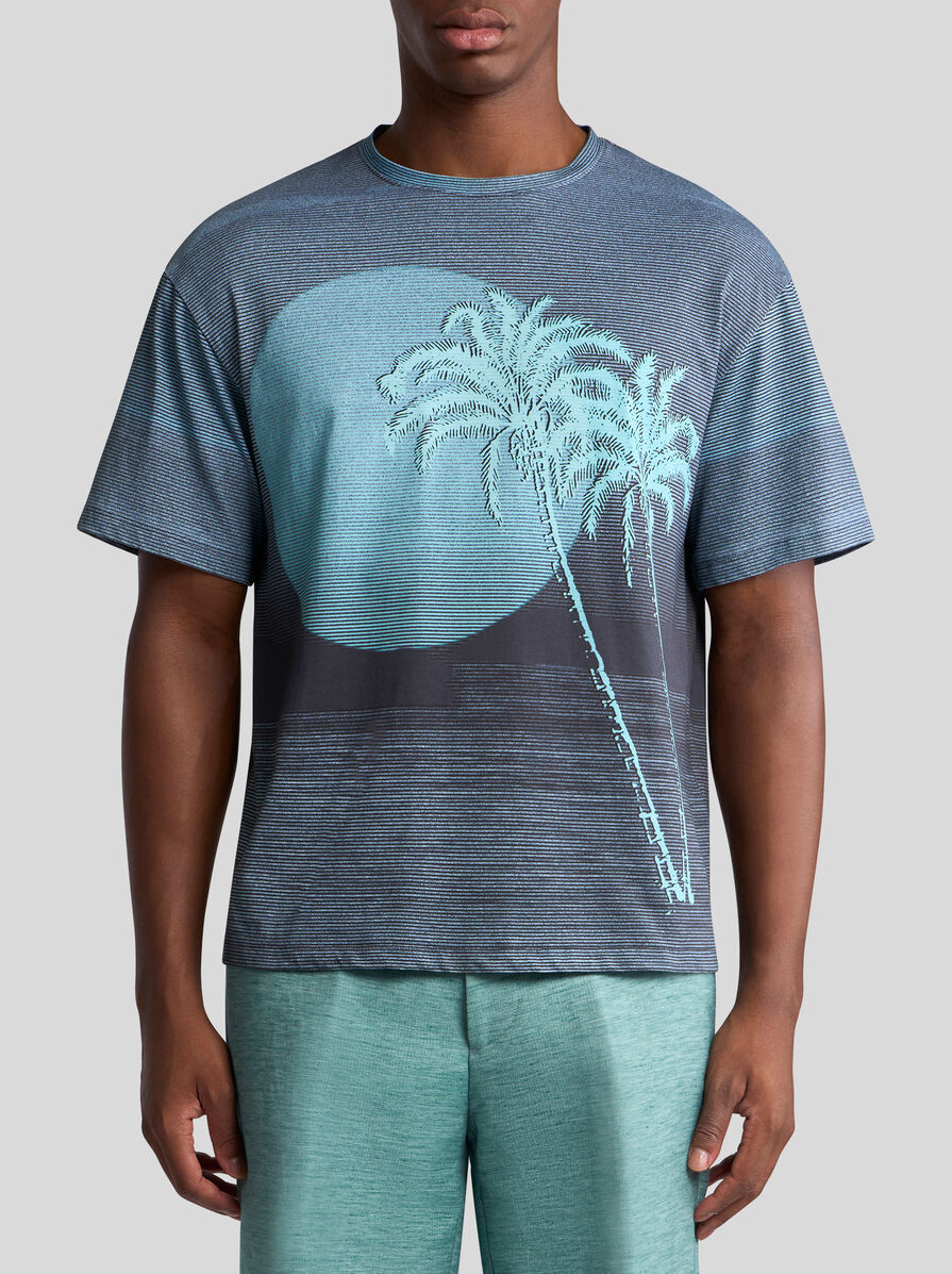 ETRO▼モノグラム ペガソ パームツリープリント コットンTシャツ パームツリープリント Tシャツ | エトロ