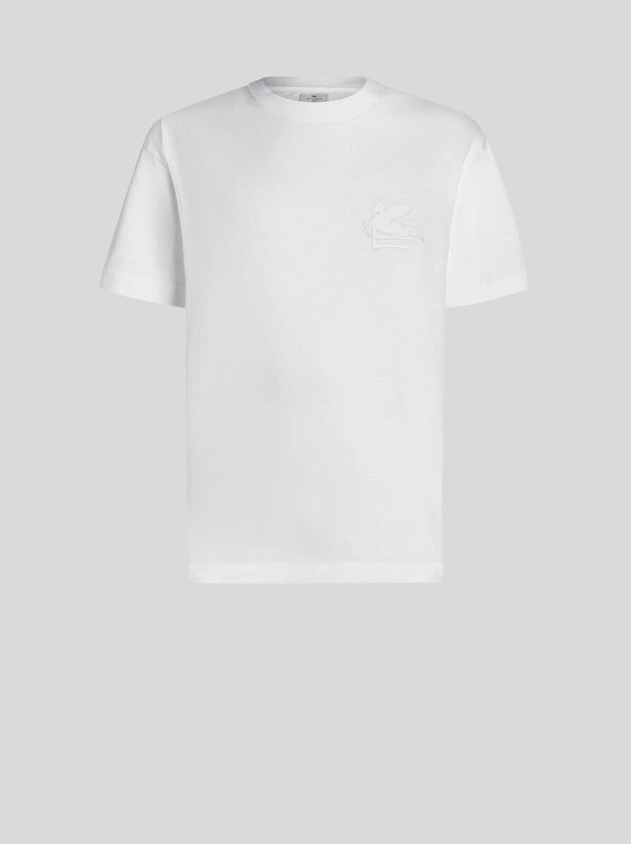 Tシャツ・カットソー ETRO Men Polo Shirts MRMA0002 AK576X0800 White T-SHIRT WITH PEGASO EMBROIDERY | T-shirt and Sweatshirts | ETRO