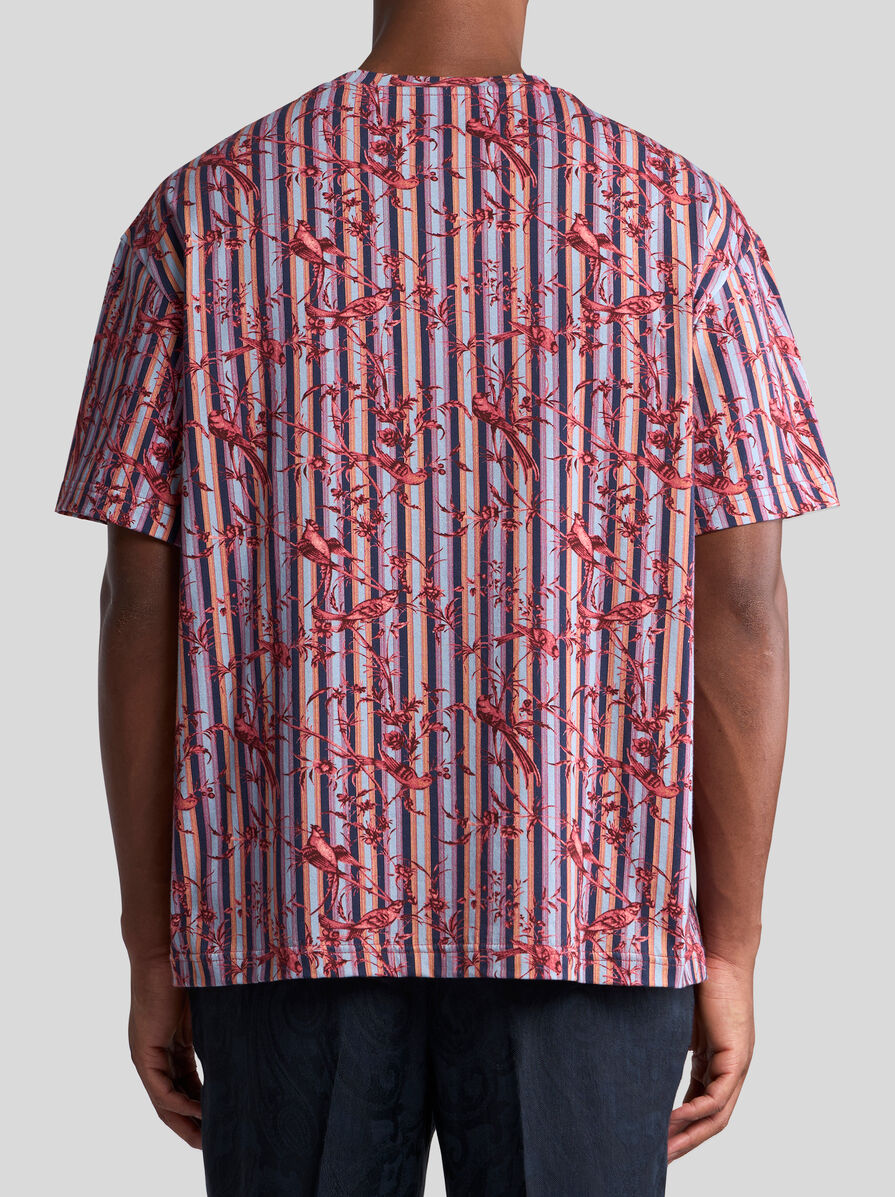 Tシャツ・カットソー ETRO SS25 (MRMD0004 AJ281X0820) Etro men's cotton T-shirt with peacock print mrma0004aj058