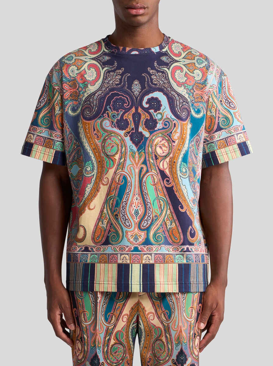 【ETRO】マルチカラー コットン ペイズリー Tシャツ マルチカラー コットン ペイズリー Tシャツ | エトロ