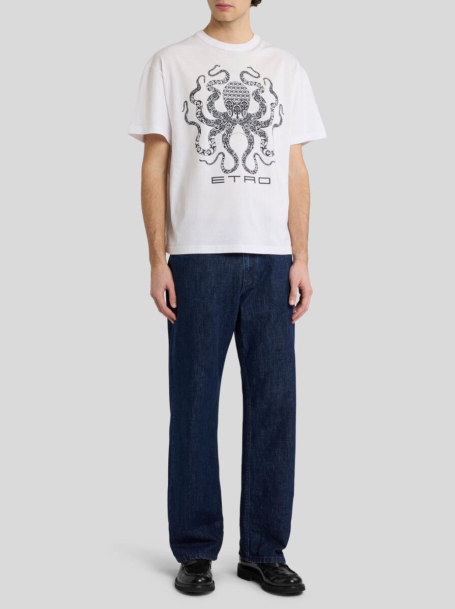 ETRO▼オクトパス&エトロロゴ コットン クルーネック Tシャツ オクトパス&ロゴ Tシャツ | エトロ