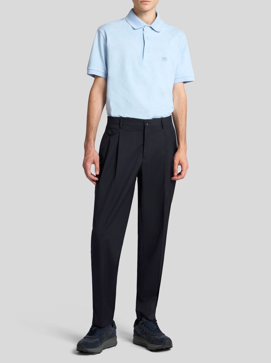 Tシャツ・カットソー ETRO Air Force Blu Viscose Blend Polo Shirt Cotton Rich Textured Polo Shirt | AIR FORCE BLUE | Polo