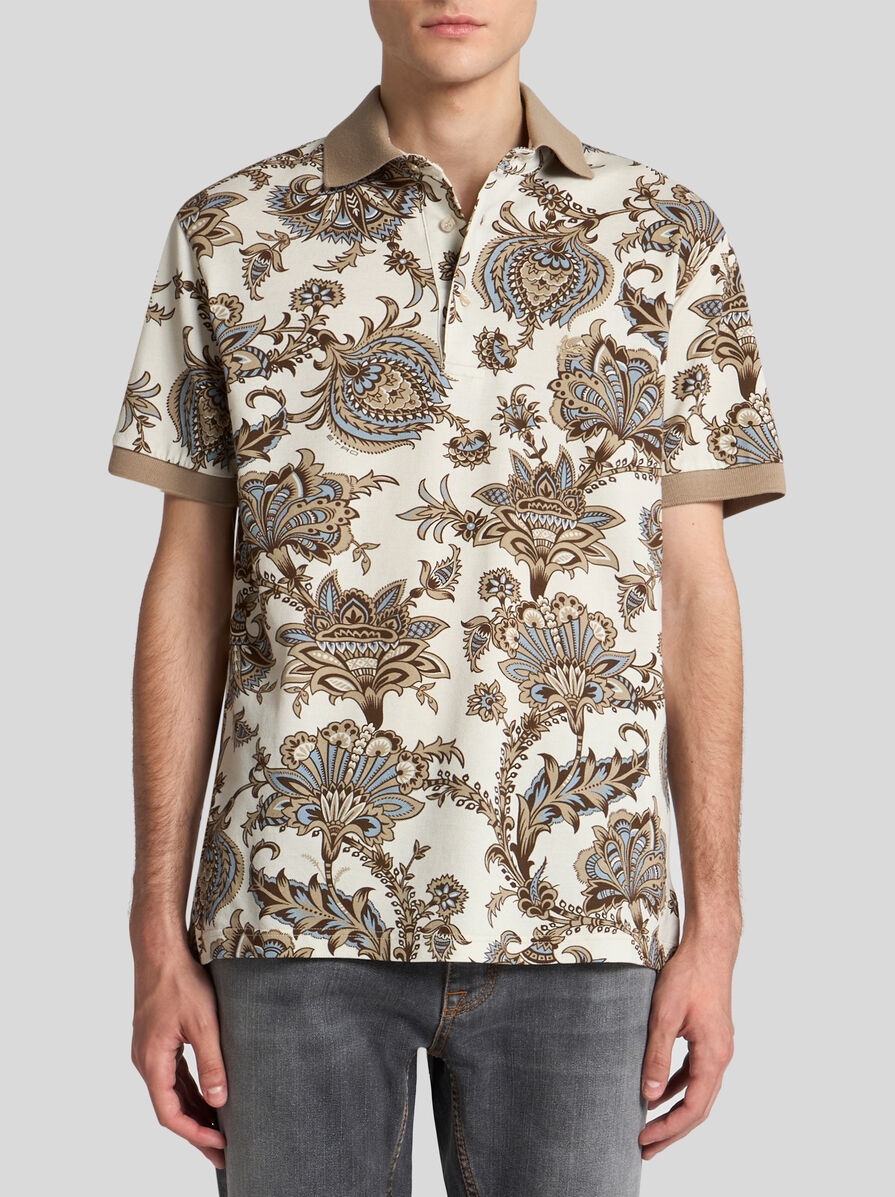 Tシャツ・カットソー ETRO FW25 Polo Paisley flowers (MRMD0004AK930 X0883) ETRO Floral Paisley Print Polo Shirt | Blue | FARFETCH