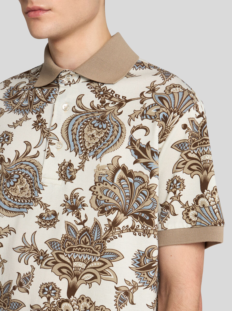Tシャツ・カットソー ETRO FW25 Polo Paisley flowers (MRMD0004AK930 X0883) ETRO Floral Paisley Print Polo Shirt | Blue | FARFETCH