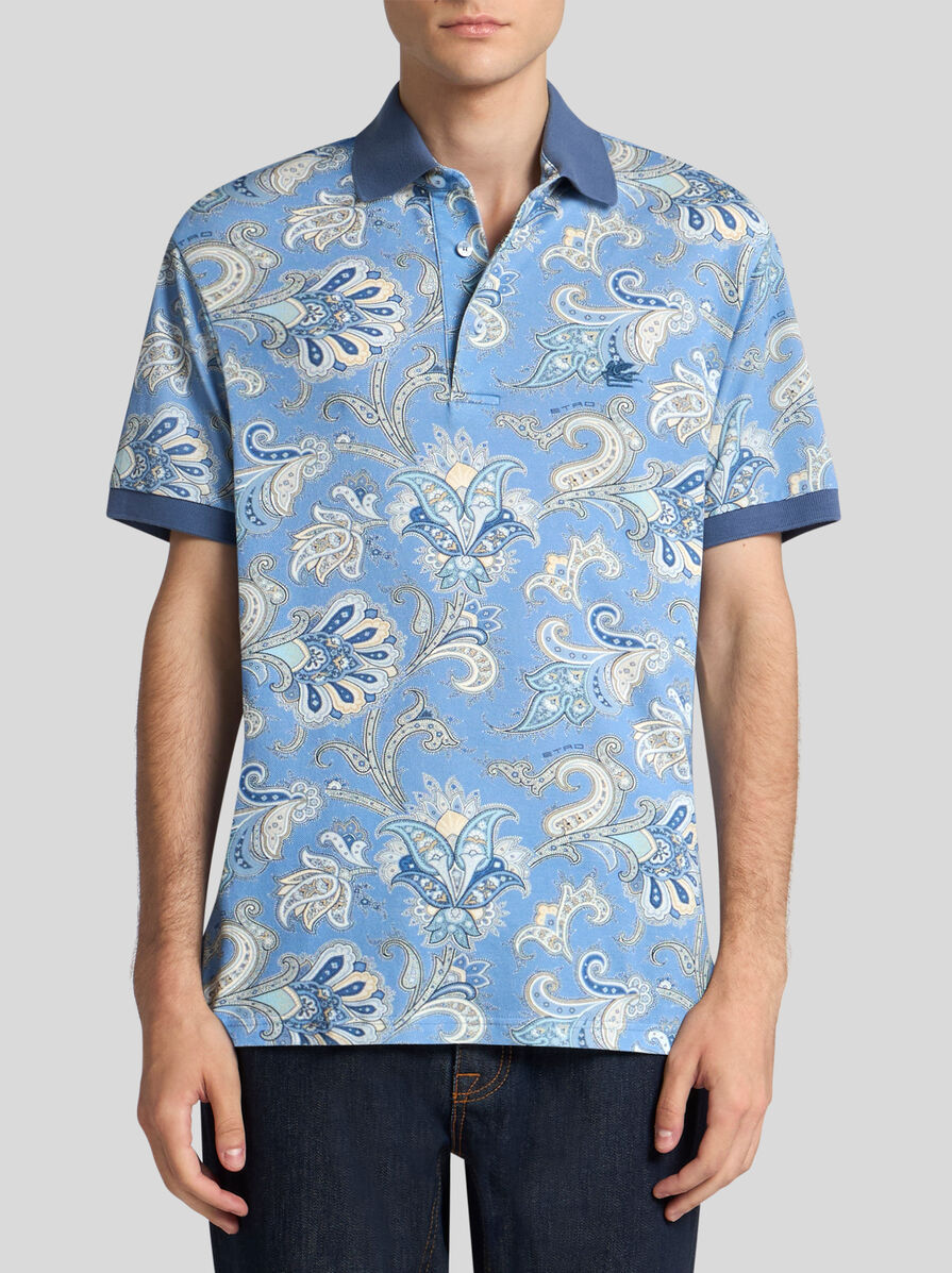 ETRO フロラルフリントショツ WREB000599SP527 X0883 フローラルペイズリー コットン ポロシャツ
